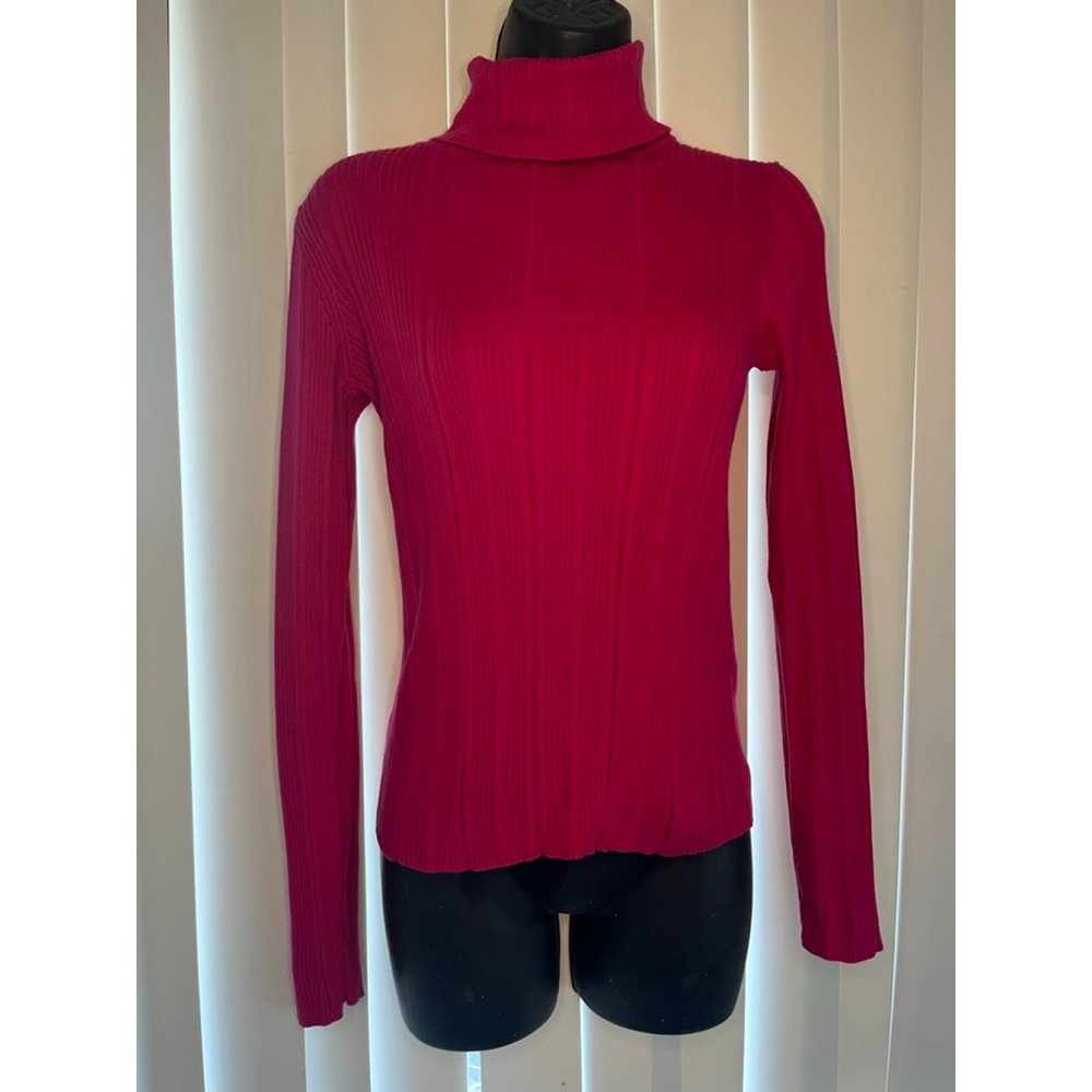 Liz Claiborne Fuchsia Turtleneck Ribbed Sweater